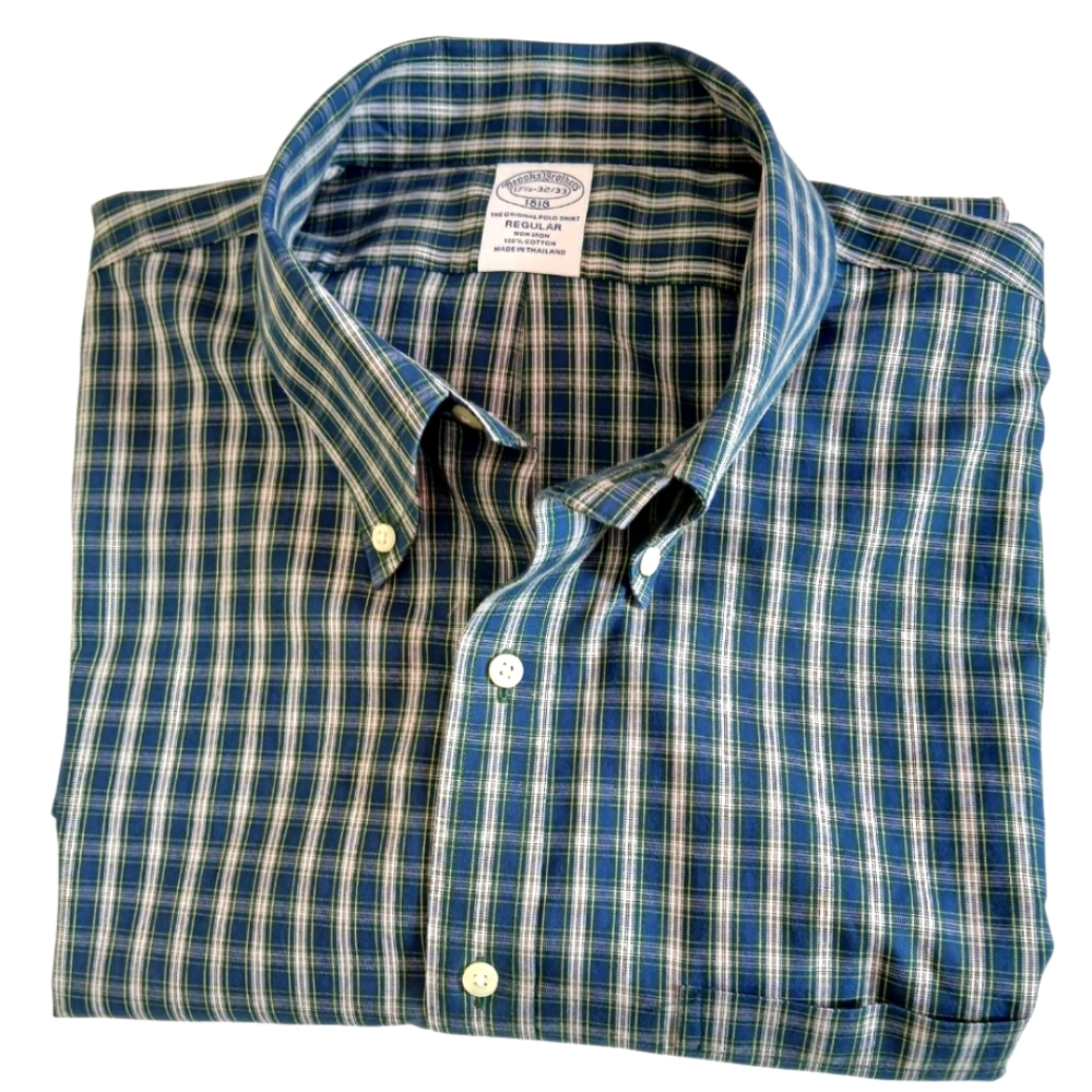 Brooks Brothers Button Down Shirt Non Iron Mens            Size 17 1/2  …